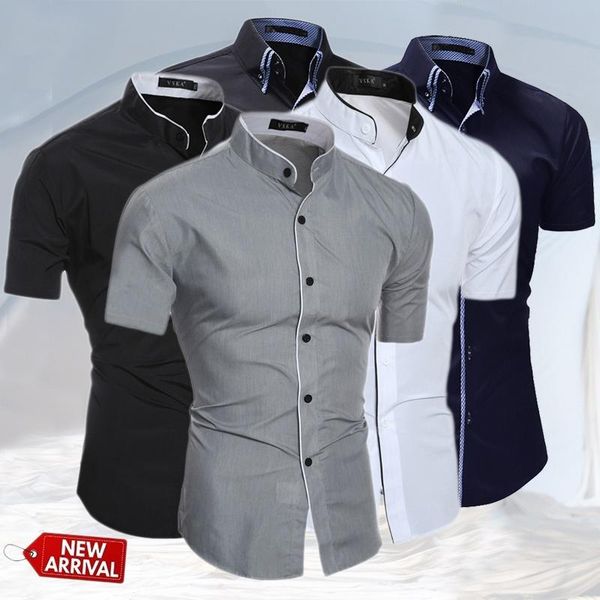 men's casual shirts fashion mens classic dress short sleeve slim fit button down blouses solid color formal, White;black
men's casual shirts fashion mens classic dress short sleeve slim fit button down blouses solid color formal, White;black