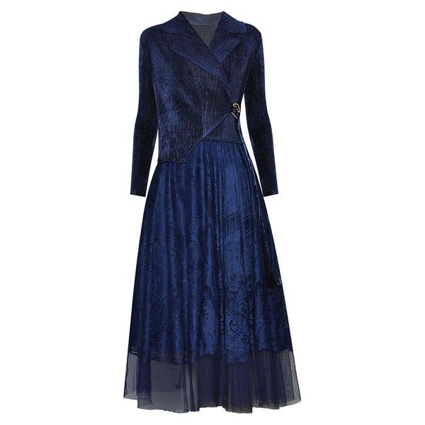 est high fashion 2021 fall runway dress women's lace stitching mesh with long sleeves belt casual dresses, Black;gray
est high fashion 2021 fall runway dress women's lace stitching mesh with long sleeves belt casual dresses, Black;gray