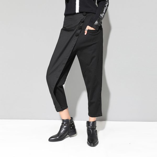 capris 2021 elastic fashion waist button fly casual stylish pants girly shreds t129, Black;white
capris 2021 elastic fashion waist button fly casual stylish pants girly shreds t129, Black;white