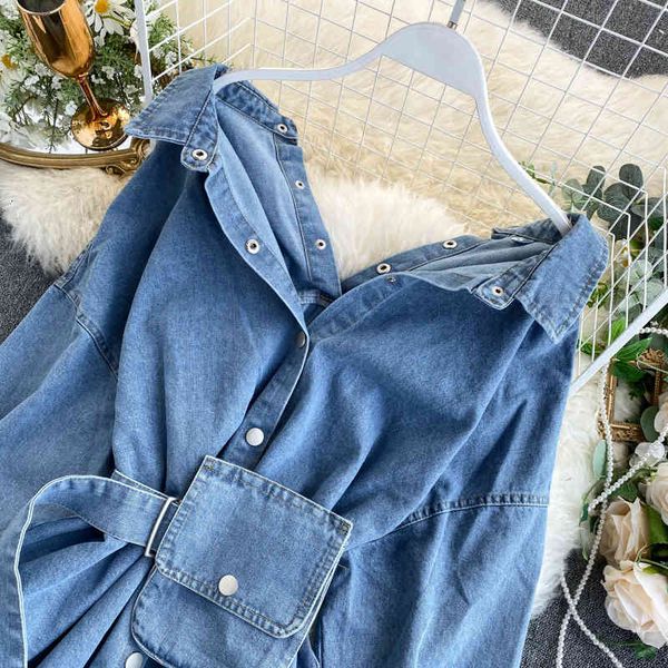 vintage sashes slim waist jeans coat autumn winter women denim jacket korean buttons backless long outerwear 200919, Black;brown
vintage sashes slim waist jeans coat autumn winter women denim jacket korean buttons backless long outerwear 200919, Black;brown