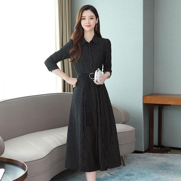 casual dresses 2021 women's spring black striped shirt dress single breasted pocket goddess temperament plus size vestidos female q370, Black;gray
casual dresses 2021 women's spring black striped shirt dress single breasted pocket goddess temperament plus size vestidos female q370, Black;gray