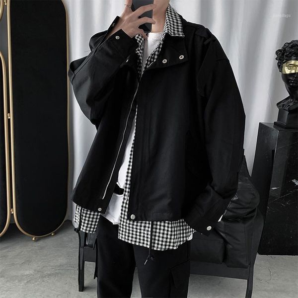 men's jackets fake two-piece overalls bf hong kong style trendy stitching casual jacket loose spring and autumn fashion brand top, Black;brown
men's jackets fake two-piece overalls bf hong kong style trendy stitching casual jacket loose spring and autumn fashion brand top, Black;brown