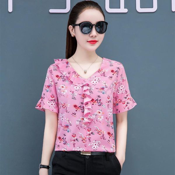women's blouses & shirts summer chiffon women ruffles office lady blusas short sleeve womens and pink de mujer, White
women's blouses & shirts summer chiffon women ruffles office lady blusas short sleeve womens and pink de mujer, White