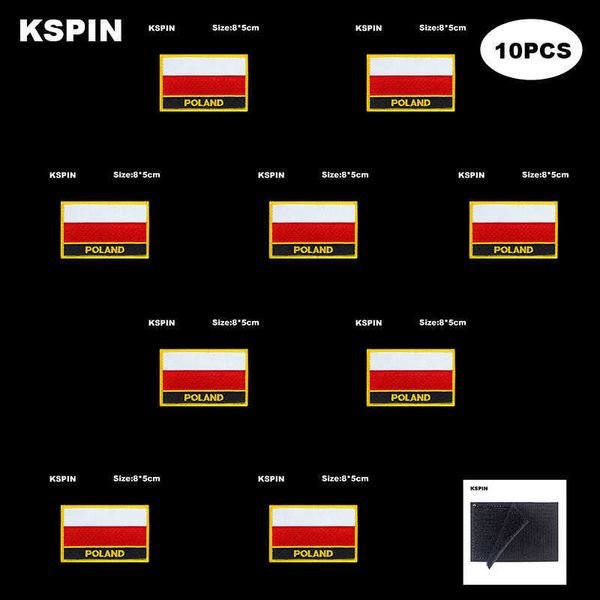 rectangle national flag patch hook loop poland badges armband 3d stick on jacket backpack stickers, Gray