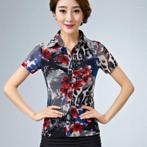 women's blouses & shirts casual summer woman printed flower pattern slim stretch short sleeve mesh blouse shirt , female women 3xl plea, White
women's blouses & shirts casual summer woman printed flower pattern slim stretch short sleeve mesh blouse shirt , female women 3xl plea, White