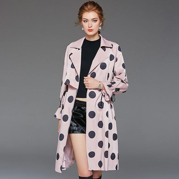 women's trench coats f902131 2021 autumn style fashion polka dots long-sleeved coat middle long, Tan;black
women's trench coats f902131 2021 autumn style fashion polka dots long-sleeved coat middle long, Tan;black