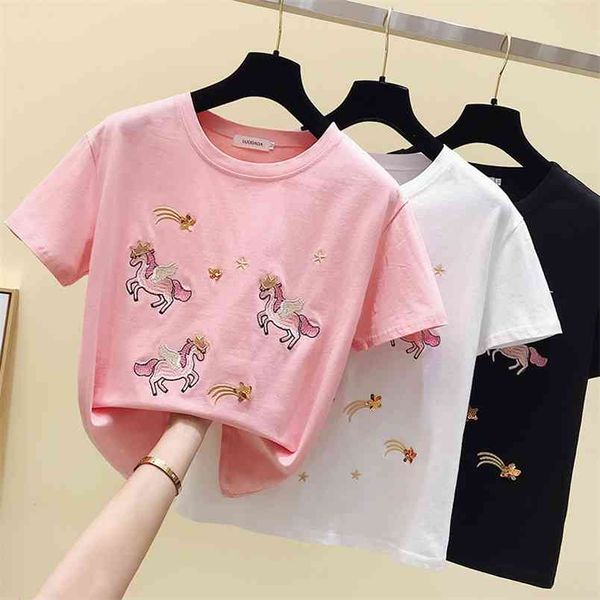 wwenn summer short sleeve t-shirts women casual embroidery tees black white pink female basic tshirts ladies 210507
wwenn summer short sleeve t-shirts women casual embroidery tees black white pink female basic tshirts ladies 210507
