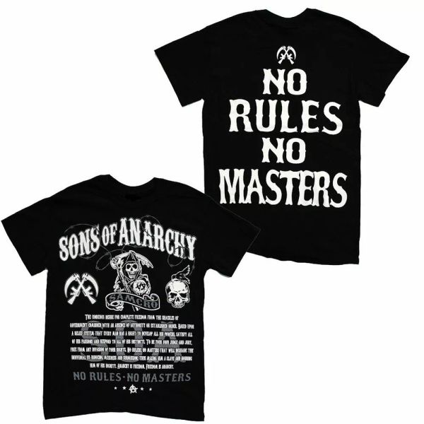 sons of anarchy no rules double side print t-shirt, White;black