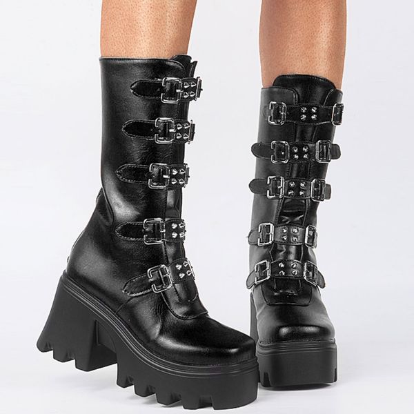 2022 Autumn Winter Sale Dropship Punk Rivets Platform Square High Heeled Gothic Calf Boots Woman Shoes Large Size 43, Black
2022 Autumn Winter Sale Dropship Punk Rivets Platform Square High Heeled Gothic Calf Boots Woman Shoes Large Size 43, Black