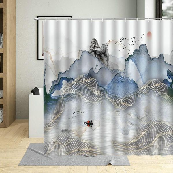 chinese style shower curtain ink painting abstract mountain landscape bathtub art decor for living room screens with hooks curtains
chinese style shower curtain ink painting abstract mountain landscape bathtub art decor for living room screens with hooks curtains