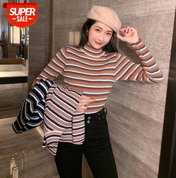 women's knitted inner bottoming shirt korean style half high neck striped thin long-sleeved t-shirt #au9y, Black;gray
women's knitted inner bottoming shirt korean style half high neck striped thin long-sleeved t-shirt #au9y, Black;gray