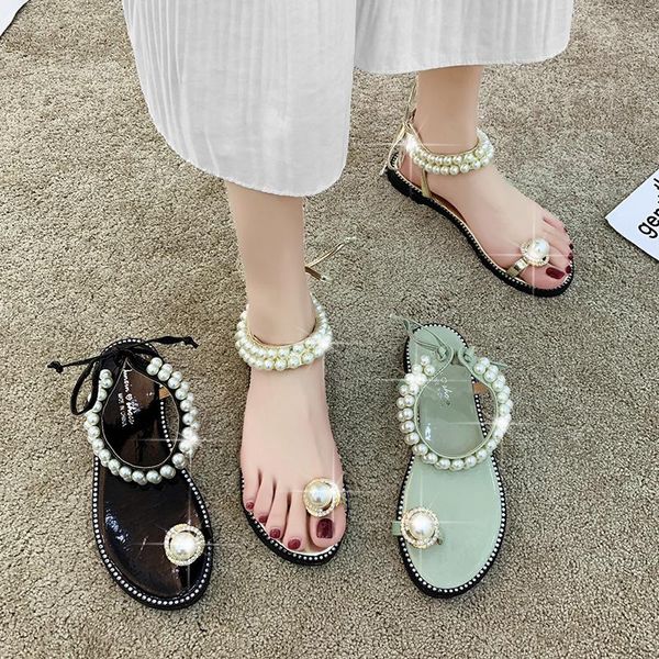 sandals small fresh set toe pu solid female fairy style 2021 summer fashionable pearl flat beach lace up for, Black
sandals small fresh set toe pu solid female fairy style 2021 summer fashionable pearl flat beach lace up for, Black