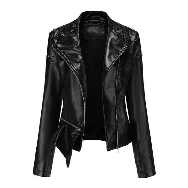 women's leather & faux pu jacket women loose turn-down collar zipper fashion irregular coat wild locomotive jackets female ld23, Black
women's leather & faux pu jacket women loose turn-down collar zipper fashion irregular coat wild locomotive jackets female ld23, Black