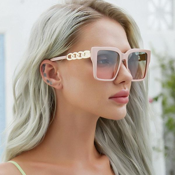 sunglasses luxury women square oversized original metal chain arm sun glasses female men fashion blue pink shades eyewear, White;black
sunglasses luxury women square oversized original metal chain arm sun glasses female men fashion blue pink shades eyewear, White;black