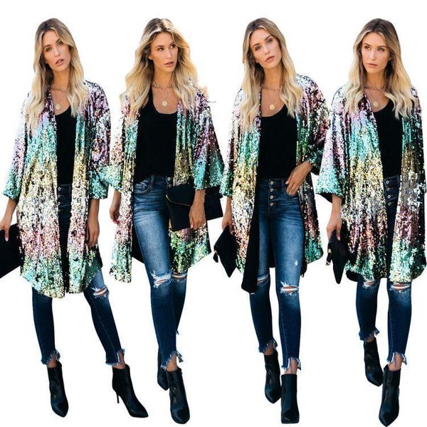 women's suits & blazers 2021 autumn fashion leisure shiny decoration long sleeve suit coat, White;black
women's suits & blazers 2021 autumn fashion leisure shiny decoration long sleeve suit coat, White;black
