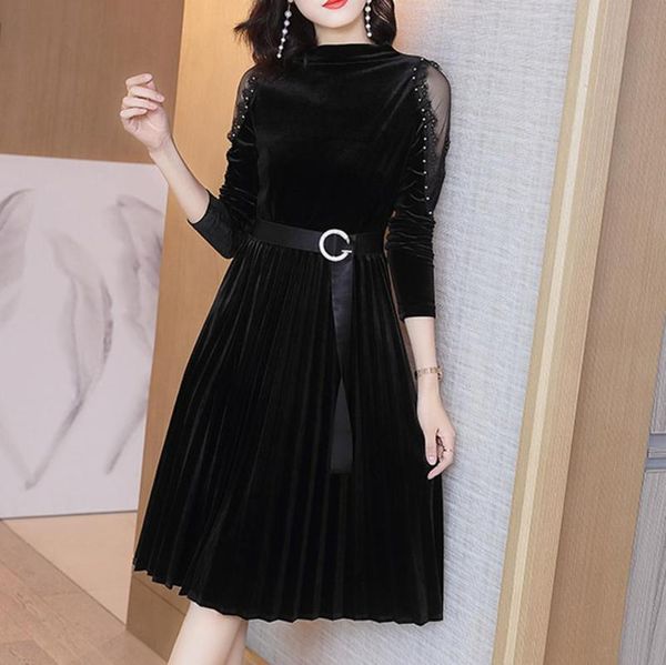 vintage velvet dress women autumn winter beaded pleated lace party ladies tunic club midi long female robe casual dresses, Black;gray
vintage velvet dress women autumn winter beaded pleated lace party ladies tunic club midi long female robe casual dresses, Black;gray