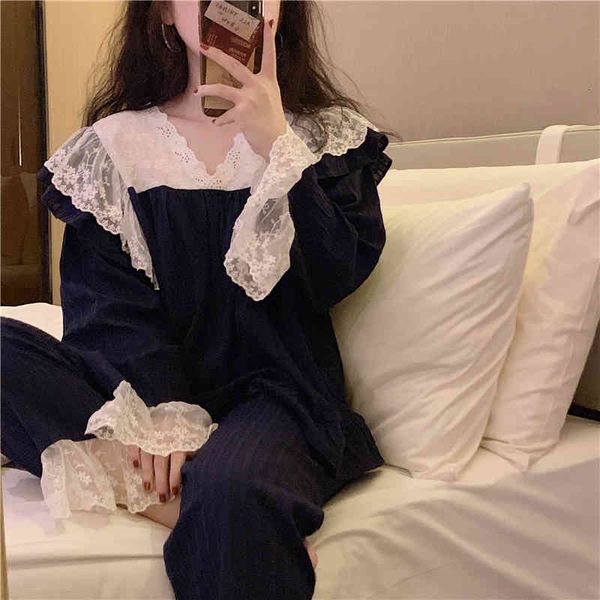 casual dresses v-neck sleepwear spring lace patchwork women home 2021 chic comfortable korean cotton fashion pajamas suits sets wsjr, Black;gray
casual dresses v-neck sleepwear spring lace patchwork women home 2021 chic comfortable korean cotton fashion pajamas suits sets wsjr, Black;gray