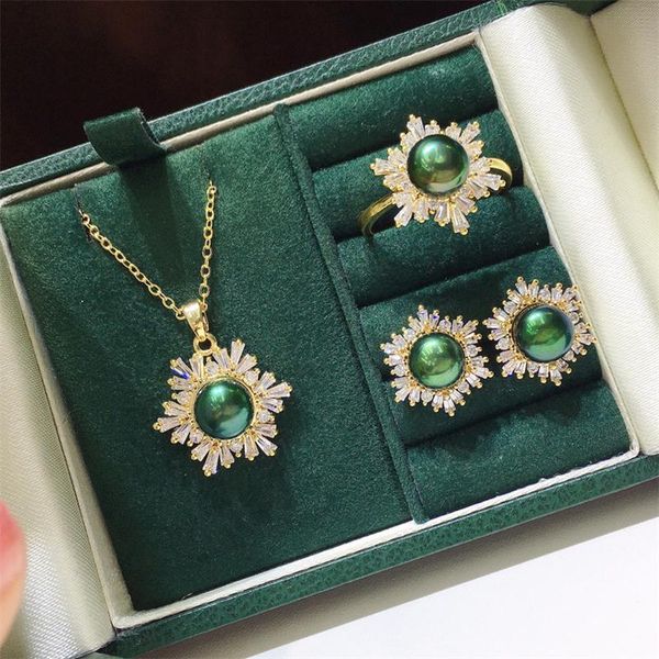 earrings & necklace habitoo women's jewelry set 7-8mm black green freshwater pearl pendant ring snowflake cubic zircon accessories, Silver
earrings & necklace habitoo women's jewelry set 7-8mm black green freshwater pearl pendant ring snowflake cubic zircon accessories, Silver