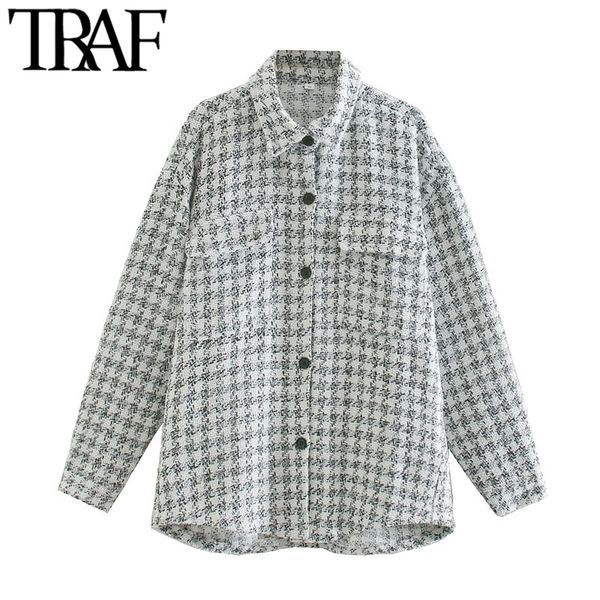 traf women fashion oversized tweed plaid jacket coat vintage long sleeve pockets female outerwear chic 210415, Black;brown
traf women fashion oversized tweed plaid jacket coat vintage long sleeve pockets female outerwear chic 210415, Black;brown
