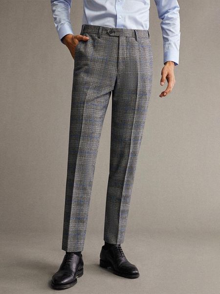 men's suits & blazers 50% wool 2021 autumn winter grey plaid business leisure slim style men pant plus size 42 wedding groom casual wea, White;black
men's suits & blazers 50% wool 2021 autumn winter grey plaid business leisure slim style men pant plus size 42 wedding groom casual wea, White;black