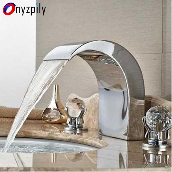 bathroom sink faucets chrome finish waterfall spout faucet deck mount two handle tub mixer tap and cold
bathroom sink faucets chrome finish waterfall spout faucet deck mount two handle tub mixer tap and cold