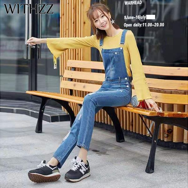 women's jeans withzz spring autumn high waist strap pants hole denim jumpsuit women romper shredded loose streetwear female overalls, Blue
women's jeans withzz spring autumn high waist strap pants hole denim jumpsuit women romper shredded loose streetwear female overalls, Blue