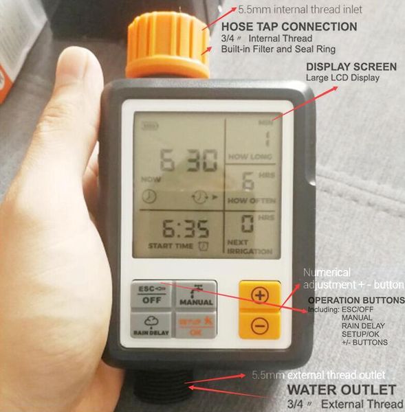 automatic irrigation water timer lcd screen sprinkler controller outdoor garden watering device tool equipments
automatic irrigation water timer lcd screen sprinkler controller outdoor garden watering device tool equipments