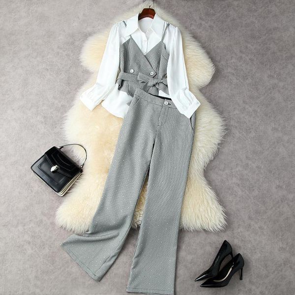 women's two piece pants european and american autumn 2021 long sleeve stitching fake shirts the horn trousers fashion suits, White
women's two piece pants european and american autumn 2021 long sleeve stitching fake shirts the horn trousers fashion suits, White