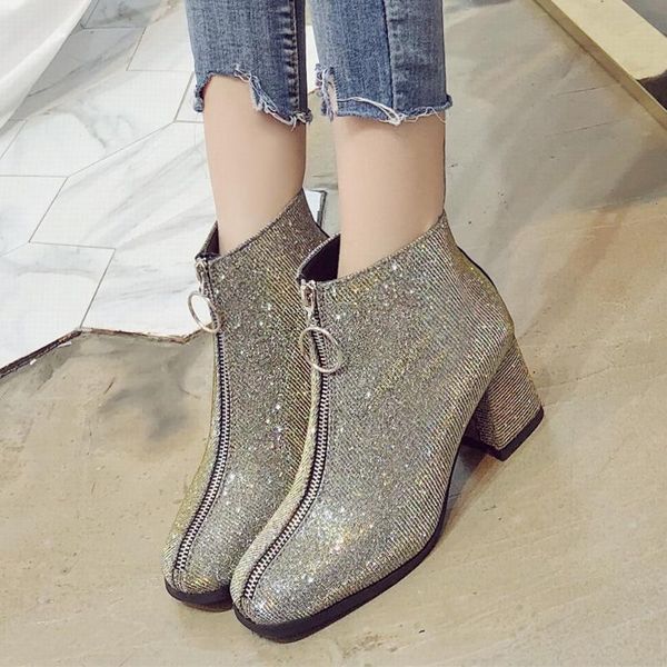 boots sequined women fashion front zipper plus velvet short booties special high heel female european shoes elegant ladies, Black
boots sequined women fashion front zipper plus velvet short booties special high heel female european shoes elegant ladies, Black