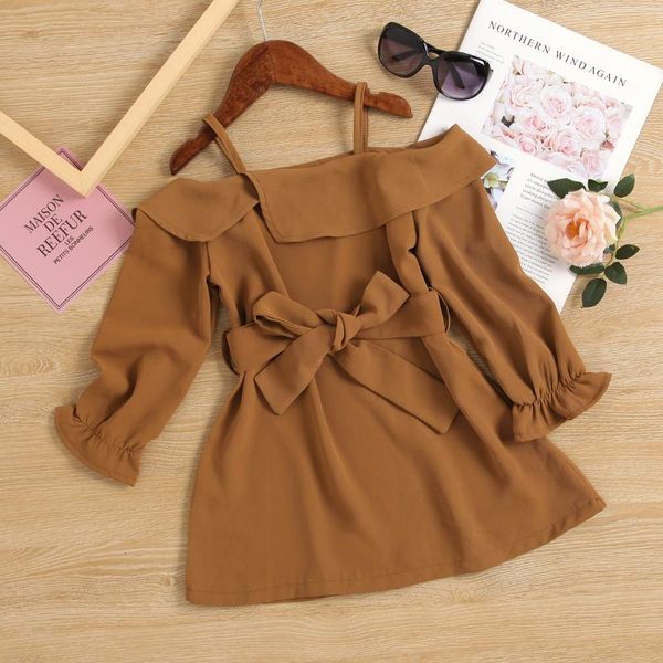 girl's dresses focusnorm 2-7t autumn lovely kids girls dress outwears solid color ruffles off shoulder long sleeve a-line with belt, Red;yellow
girl's dresses focusnorm 2-7t autumn lovely kids girls dress outwears solid color ruffles off shoulder long sleeve a-line with belt, Red;yellow