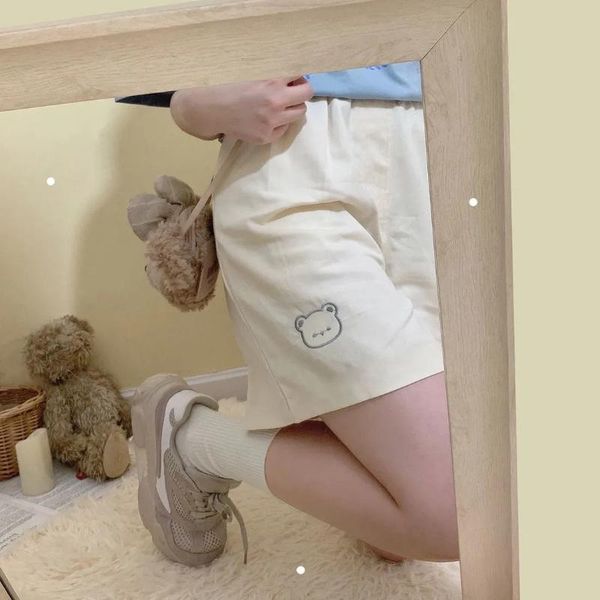 women's shorts japan vintage ins kawaii oversized loose embroidered bear summer sweet chic fashion casual y2k cute women, White;black
women's shorts japan vintage ins kawaii oversized loose embroidered bear summer sweet chic fashion casual y2k cute women, White;black