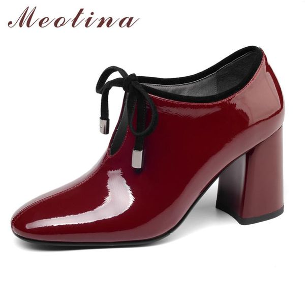 dress shoes meotina high heels women natural genuine leather chunky cow patent cutout female size 34-41, Black
dress shoes meotina high heels women natural genuine leather chunky cow patent cutout female size 34-41, Black