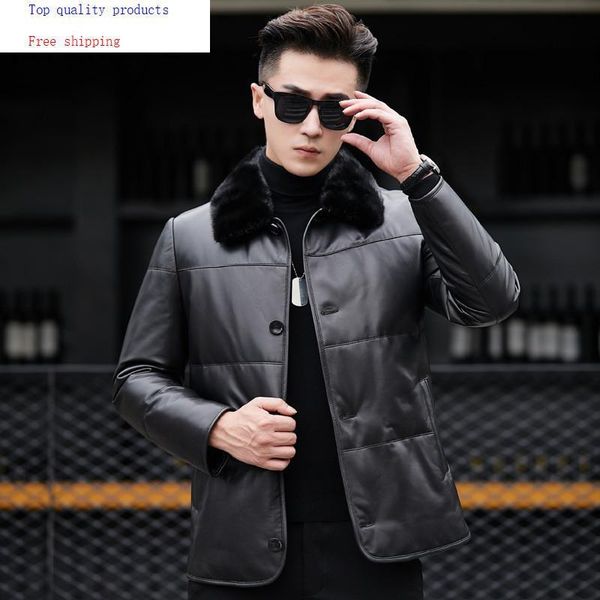 men's leather & faux genuine jacket winter real coat collar sheepskin jackets chaqueta cuero hombre 81x8701 yy263, Black
men's leather & faux genuine jacket winter real coat collar sheepskin jackets chaqueta cuero hombre 81x8701 yy263, Black