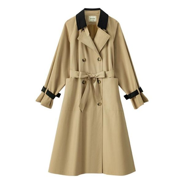 women's trench coats sondr 2021 fashion short height khaki solid full length coat women mid autumn korean style loose jacket, Tan;black 
women's trench coats sondr 2021 fashion short height khaki solid full length coat women mid autumn korean style loose jacket, Tan;black
