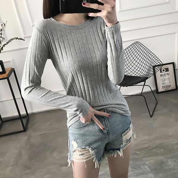 women's t-shirt spring o neck rib knitted long sleeved knit bottom shirt female slim big stretch tee top, White
women's t-shirt spring o neck rib knitted long sleeved knit bottom shirt female slim big stretch tee top, White