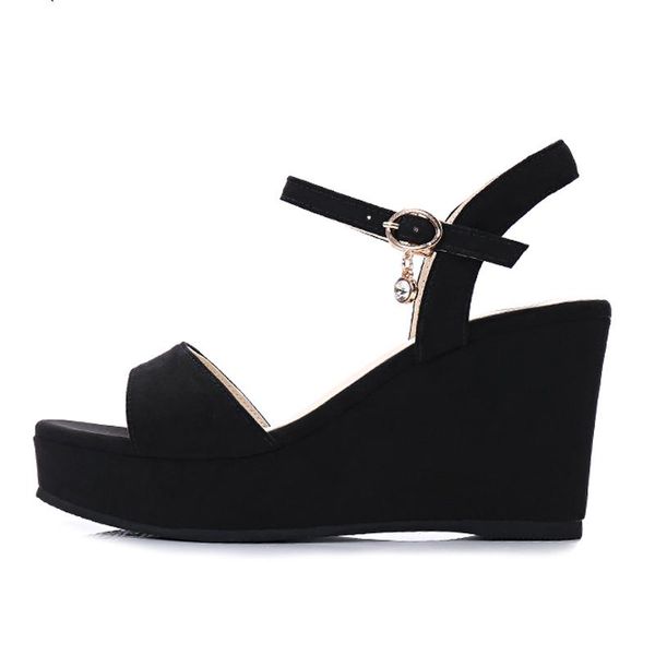 size 31 to 41 sandals women summer 8cm high heel shoes roman, Black