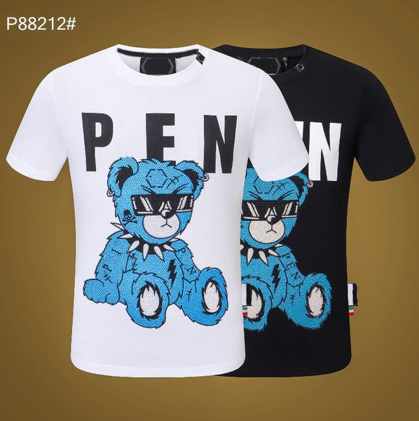 pp men's t-shirt summer rhinestone short sleeve round neck shirt tee skulls print streetwear m-xxxl 212, White;black 
pp men's t-shirt summer rhinestone short sleeve round neck shirt tee skulls print streetwear m-xxxl 212, White;black