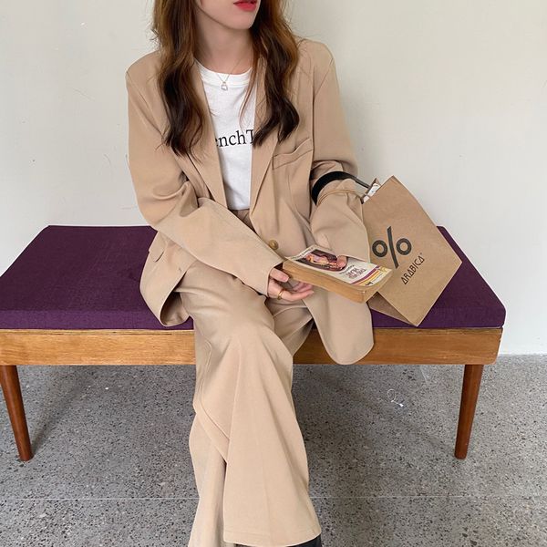 women's two piece pants trousers two sleeve pieces filled with cleavage v blazer jacket pants wide vintage casual leg loose outfits set, White
women's two piece pants trousers two sleeve pieces filled with cleavage v blazer jacket pants wide vintage casual leg loose outfits set, White