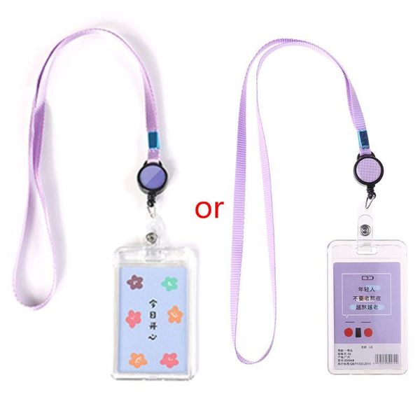card holders transparent acrylic name holder retractable cute cartoon bank id cover protective case with lanyard, Brown;gray
card holders transparent acrylic name holder retractable cute cartoon bank id cover protective case with lanyard, Brown;gray