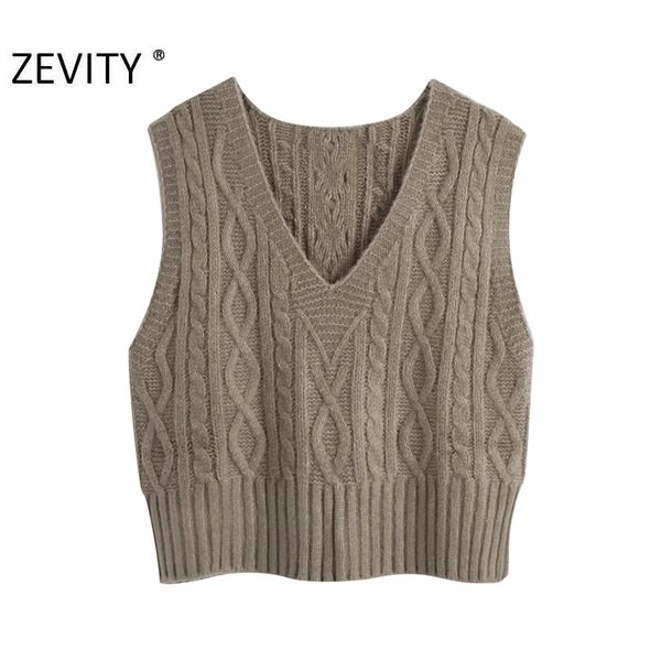 zevity new women fashion v neck solid twist knitting sweater female sleeveless casual slim vest chic leisure pullovers s454 210419, White;black
zevity new women fashion v neck solid twist knitting sweater female sleeveless casual slim vest chic leisure pullovers s454 210419, White;black