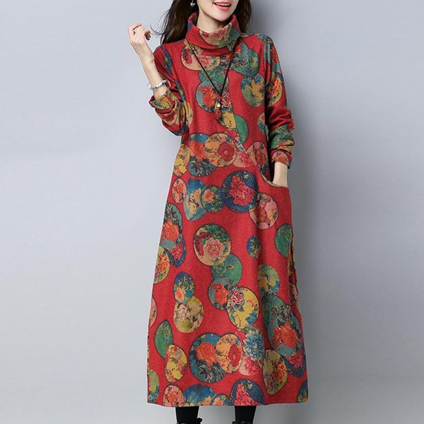 casual dresses 2021 women vintage loose dress turtleneck floral print long sleeve boho plus size autumn winter warm robe vestido, Black;gray
casual dresses 2021 women vintage loose dress turtleneck floral print long sleeve boho plus size autumn winter warm robe vestido, Black;gray