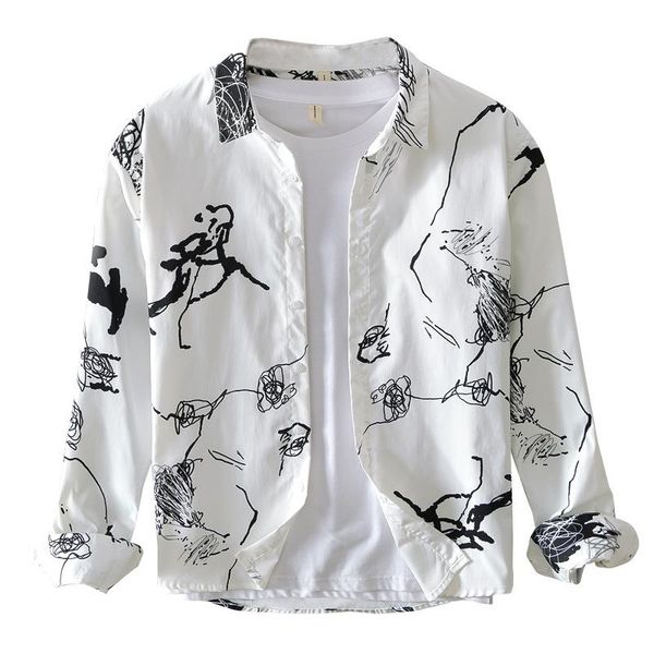 business casual men's printed long-sleeved shirt four seasons japanese clear style evening dress fashion slim formal shirts, White;black
business casual men's printed long-sleeved shirt four seasons japanese clear style evening dress fashion slim formal shirts, White;black