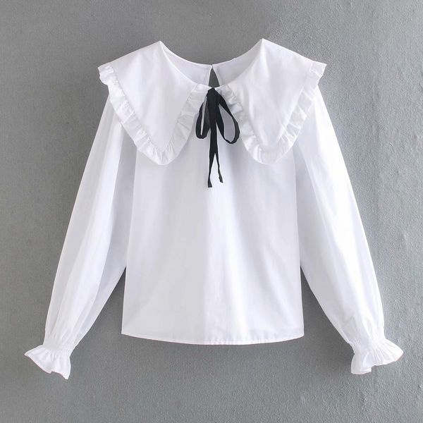 women's blouses & shirts fashion simple loose collar casual doll tie pullover shirt size xs-l th78, White
women's blouses & shirts fashion simple loose collar casual doll tie pullover shirt size xs-l th78, White