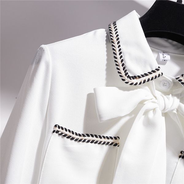 dresses women 2 piece spring white chiffon bowknot shirt + black plaid tweed mermaid skirt set
dresses women 2 piece spring white chiffon bowknot shirt + black plaid tweed mermaid skirt set