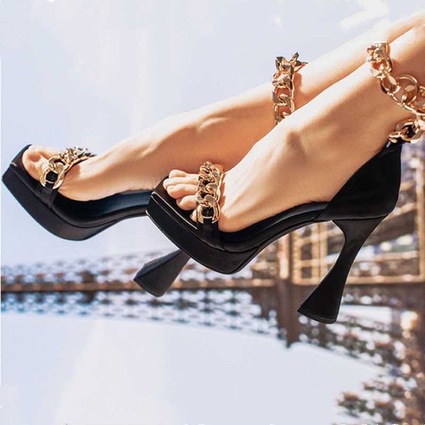 dress shoes summer high heeled sandals women chain square toe platform street party wedding, Black
dress shoes summer high heeled sandals women chain square toe platform street party wedding, Black
