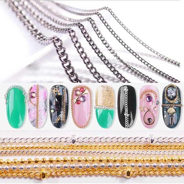 pcs/bag fashion candy color gold silver nail metal chain 3d punk style uv gel polish diy art decoration tool /1 bag 50cm decorations, Silver;gold 
pcs/bag fashion candy color gold silver nail metal chain 3d punk style uv gel polish diy art decoration tool /1 bag 50cm decorations, Silver;gold