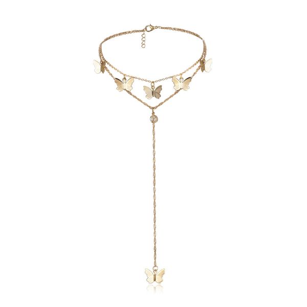 jewelry simple temperament diamond geometric necklace female butterfly y-shaped tassel pendant double layer necklace, Silver
jewelry simple temperament diamond geometric necklace female butterfly y-shaped tassel pendant double layer necklace, Silver