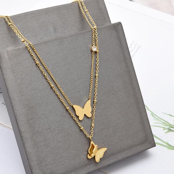 pendant necklaces arrival fashion double layer high polish frosted butterfly necklace 316l stainless steel clavicle chain, Silver
pendant necklaces arrival fashion double layer high polish frosted butterfly necklace 316l stainless steel clavicle chain, Silver