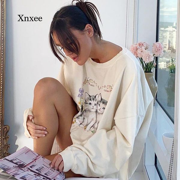 women's hoodies & sweatshirts autumn lady cat print cute white oversized sweatshirt long sleeve casual loose pullover streetwear, Black
women's hoodies & sweatshirts autumn lady cat print cute white oversized sweatshirt long sleeve casual loose pullover streetwear, Black