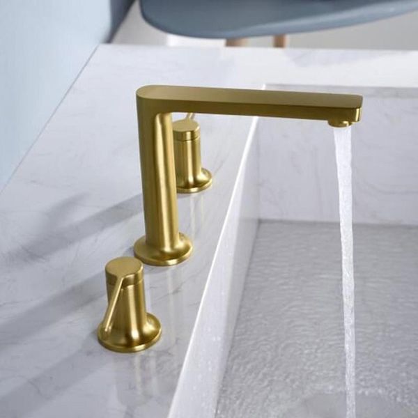 brushed gold three holes two handles bathroom sink faucet brass cold basin mixer tap faucets
brushed gold three holes two handles bathroom sink faucet brass cold basin mixer tap faucets